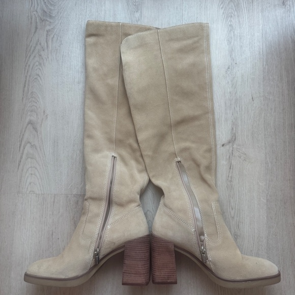 Vince Camuto Eyana Wide Calf Over The Knee Boots - Size 7 - Taupe - Picture 3 of 7